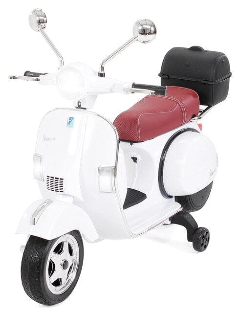 Moto Elettrica Per Bambini Scooter Bianco Con Sedile In Pelle Confort